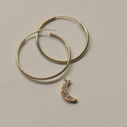 14K Diamond Moon Earring Dangle