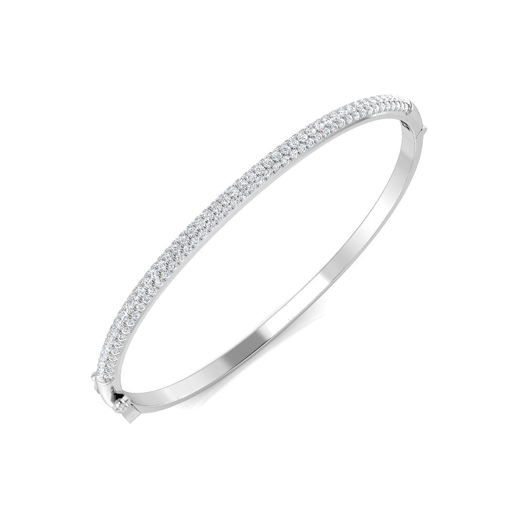 18K Natural Diamond 1.47ct Pave Small Domed Bangle