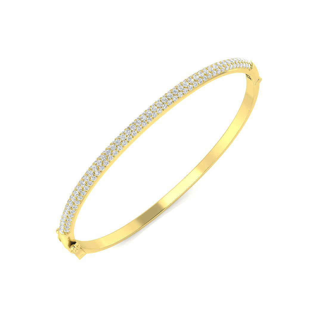 18K Natural Diamond 1.47ct Pave Small Domed Bangle