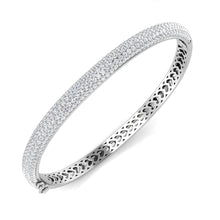 18K Natural Diamond 3.50ct Pave Large Domed Bangle