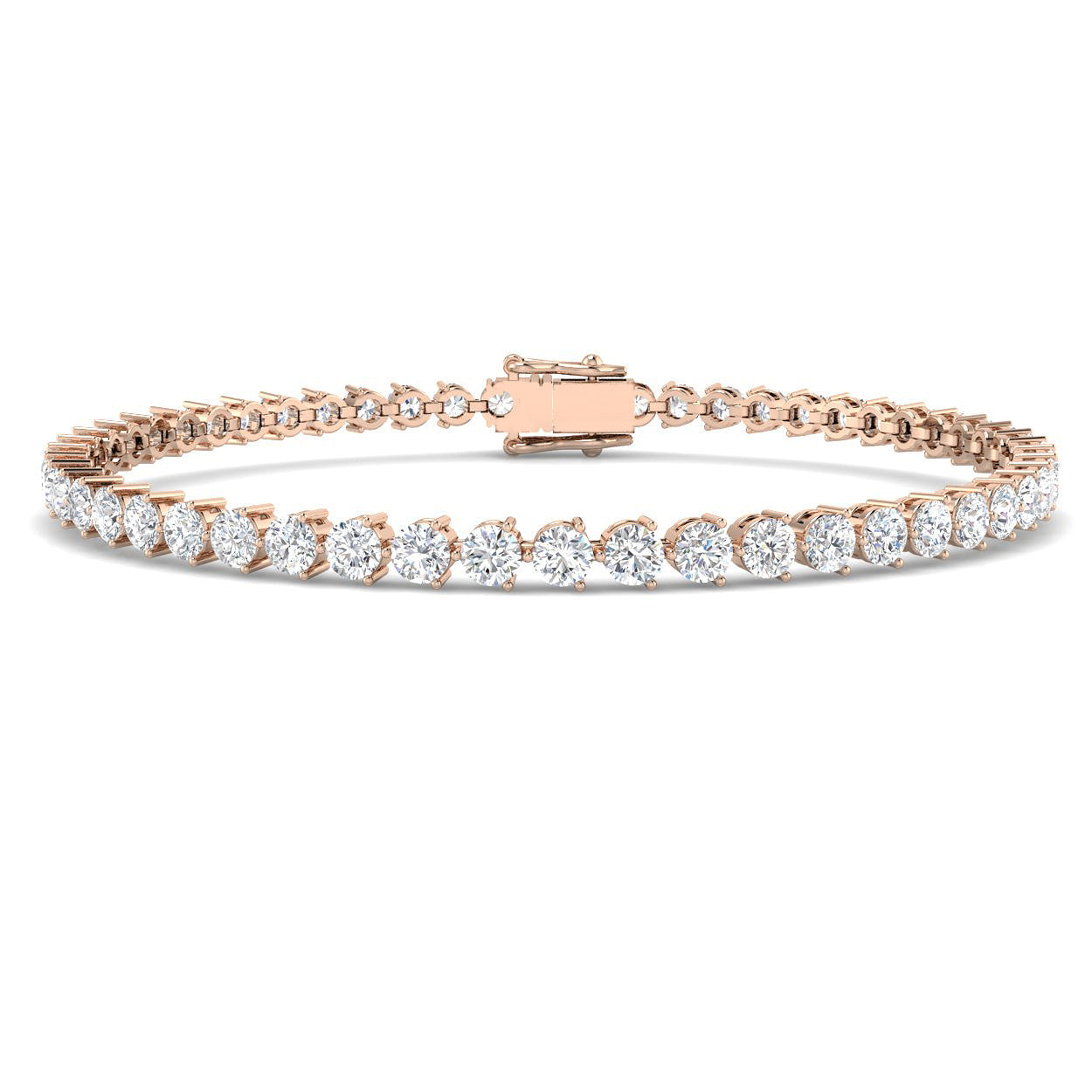 18K Three Prongs Diamond Tennis Bracelet