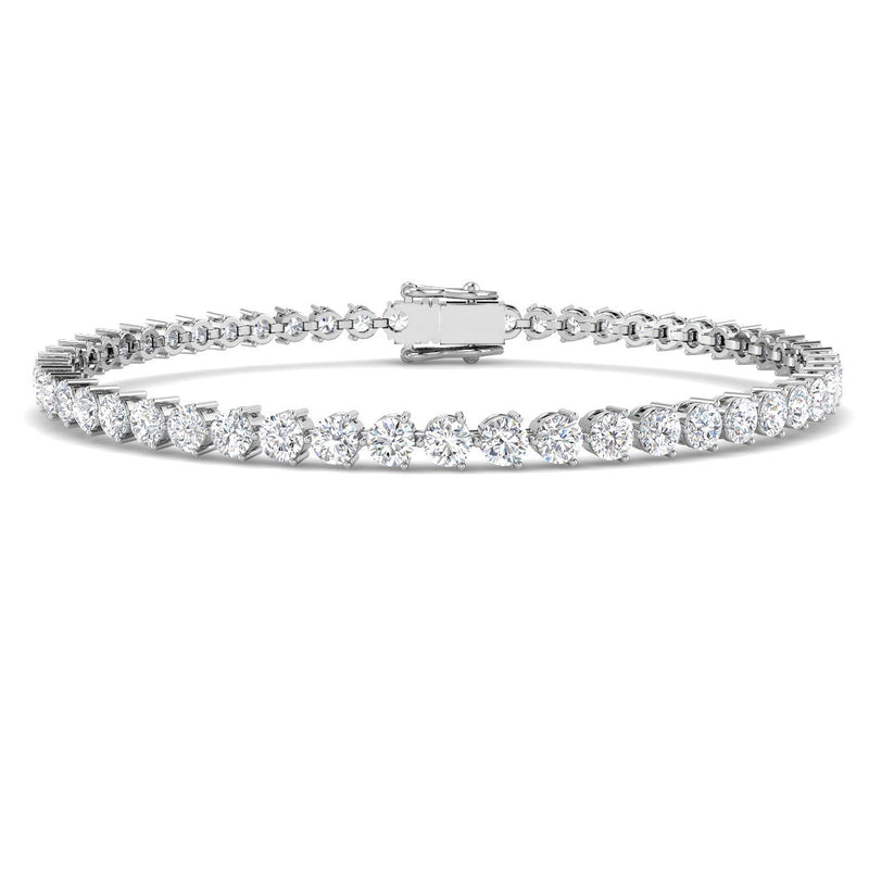 18K Three Prongs Diamond Tennis Bracelet