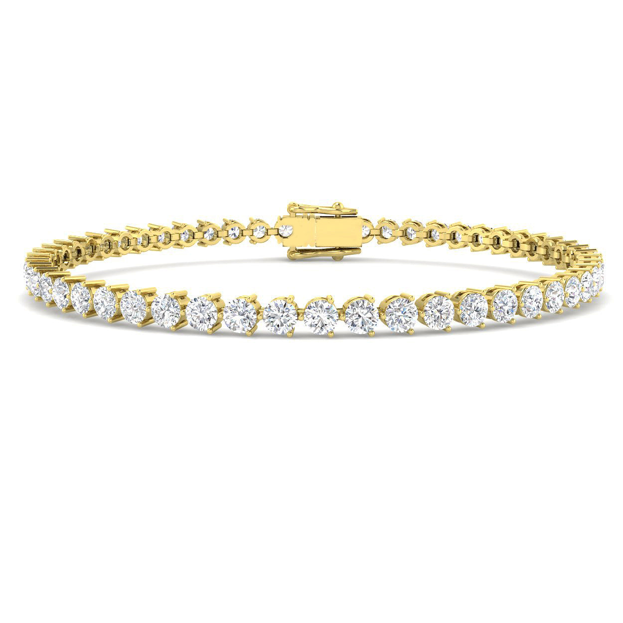 18K Three Prongs Diamond Tennis Bracelet