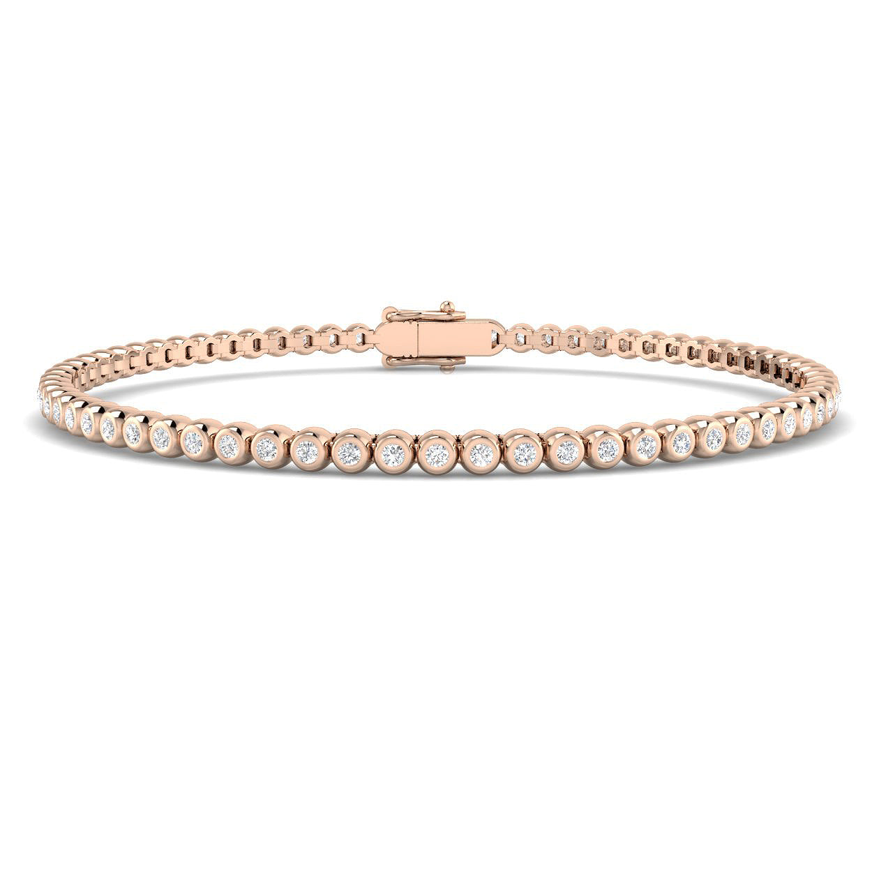 18K Natural Diamond Micro Bezel Set Tennis Bracelet