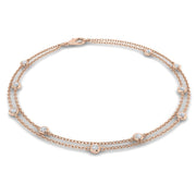 18K Gold Double Row Diamond Station Bracelet