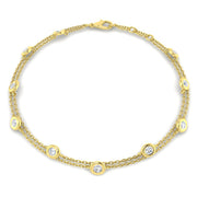 18K Gold Double Row Diamond Station Bracelet
