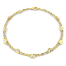 18K Gold Double Row Diamond Station Bracelet