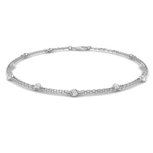18K Gold Double Row Diamond Station Bracelet
