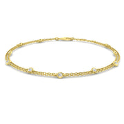 18K Gold Double Row Diamond Station Bracelet