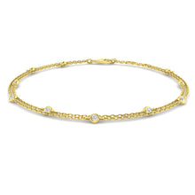 18K Gold Double Row Diamond Station Bracelet