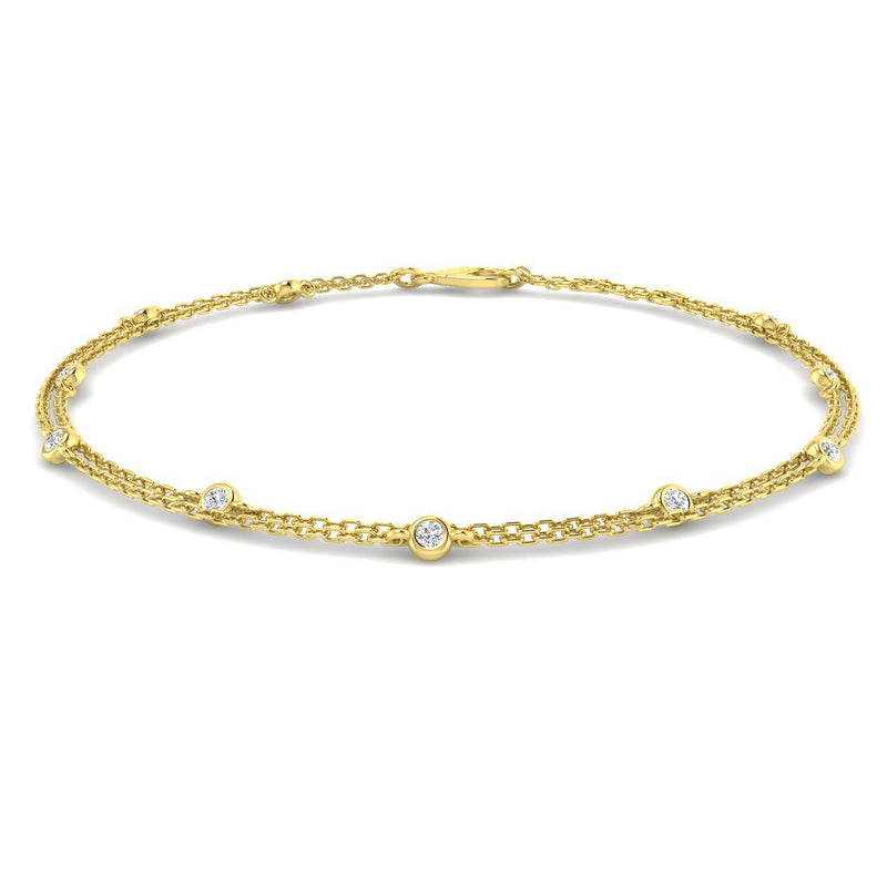 18K Gold Double Row Diamond Station Bracelet
