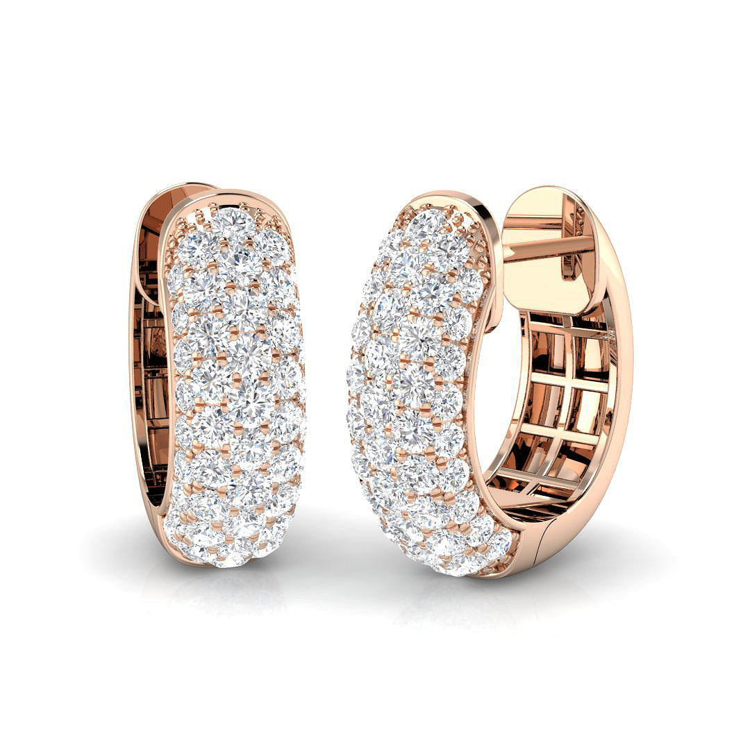 18K Gold Natural Diamond Pave Huggies Earrings
