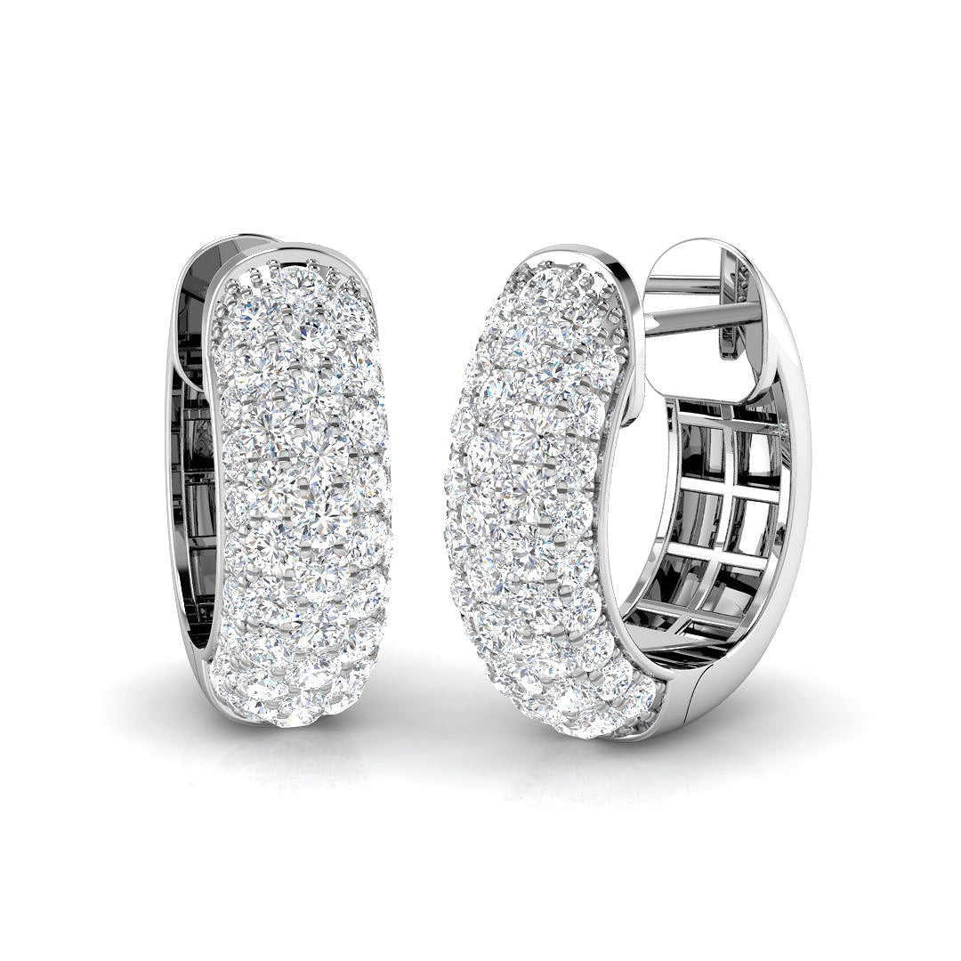 18K Gold Natural Diamond Pave Huggies Earrings