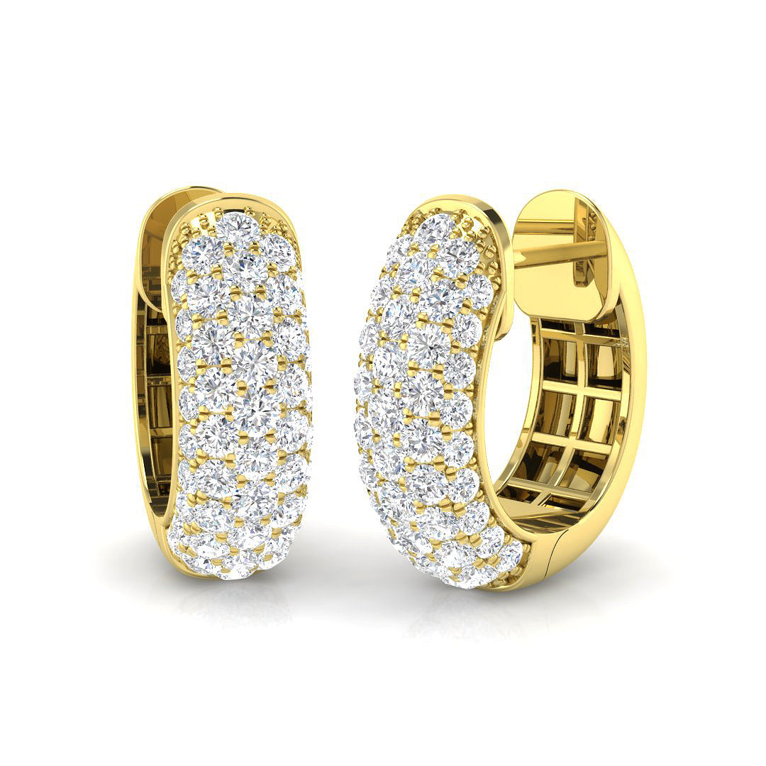 18K Gold Natural Diamond Pave Huggies Earrings