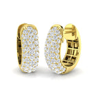 18K Gold Natural Diamond Pave Huggies Earrings