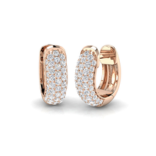 18K Gold Natural Diamond Pave Huggies Earrings