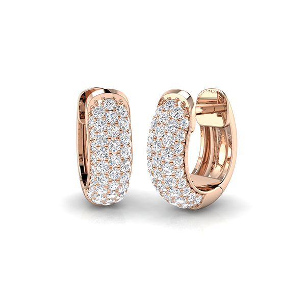 18K Gold Natural Diamond Pave Huggies Earrings