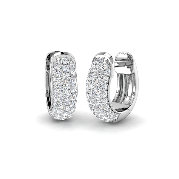 18K Gold Natural Diamond Pave Huggies Earrings