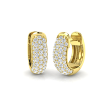 18K Gold Natural Diamond Pave Huggies Earrings