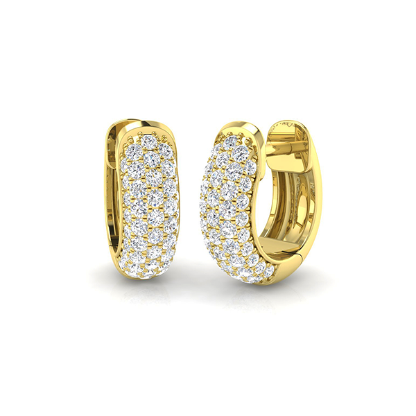18K Gold Natural Diamond Pave Huggies Earrings