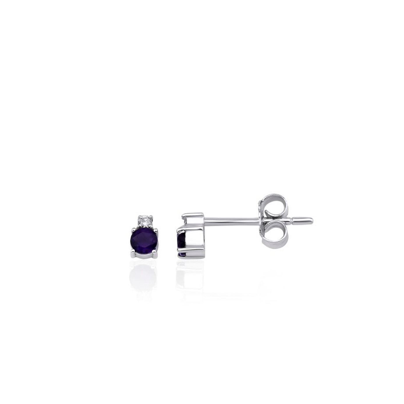 14K Amethyst and Natural Diamond Stud