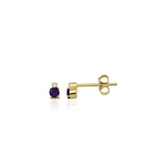 14K Amethyst and Natural Diamond Stud
