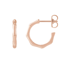 14K Gold 15mm Bamboo Hoop Earring