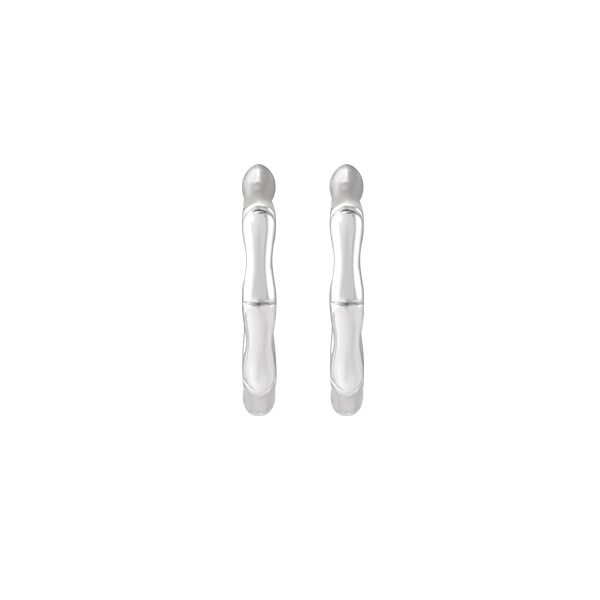 14K Gold 15mm Bamboo Hoop Earring