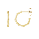 14K Gold 15mm Bamboo Hoop Earring
