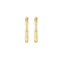 14K Gold 15mm Bamboo Hoop Earring