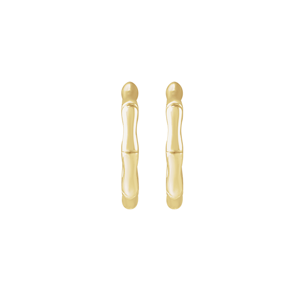14K Gold 15mm Bamboo Hoop Earring