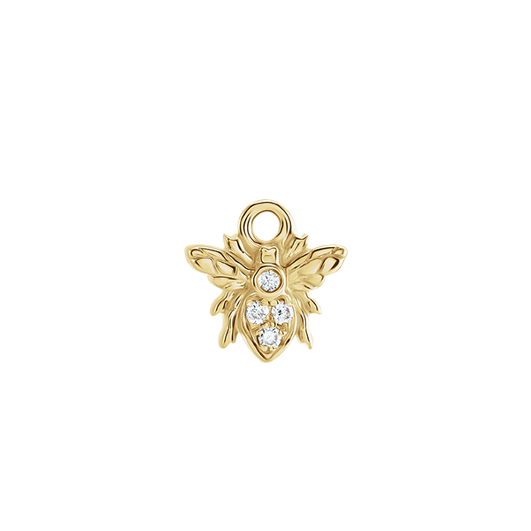 14K Natural Diamond Petite Bee Earring Dangle