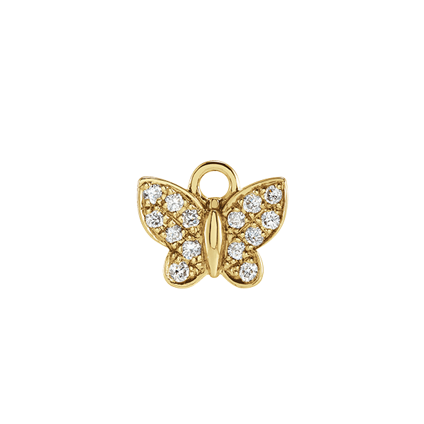 14K Natural Diamond Butterfly Earring Dangle