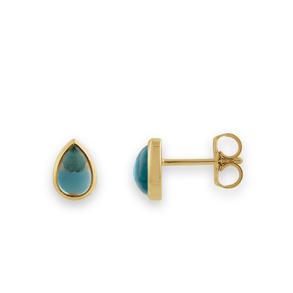 14K Cabochon Gemstone Stud