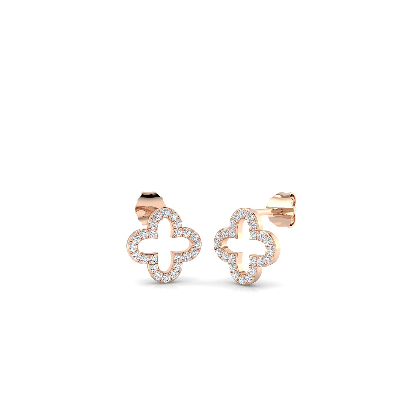 18K Clover Shape Diamond Stud