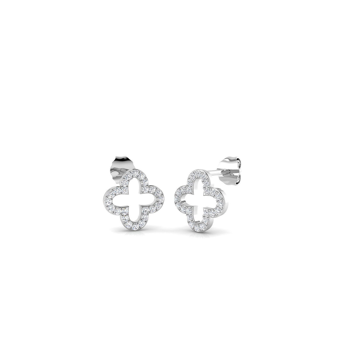 18K Clover Shape Diamond Stud