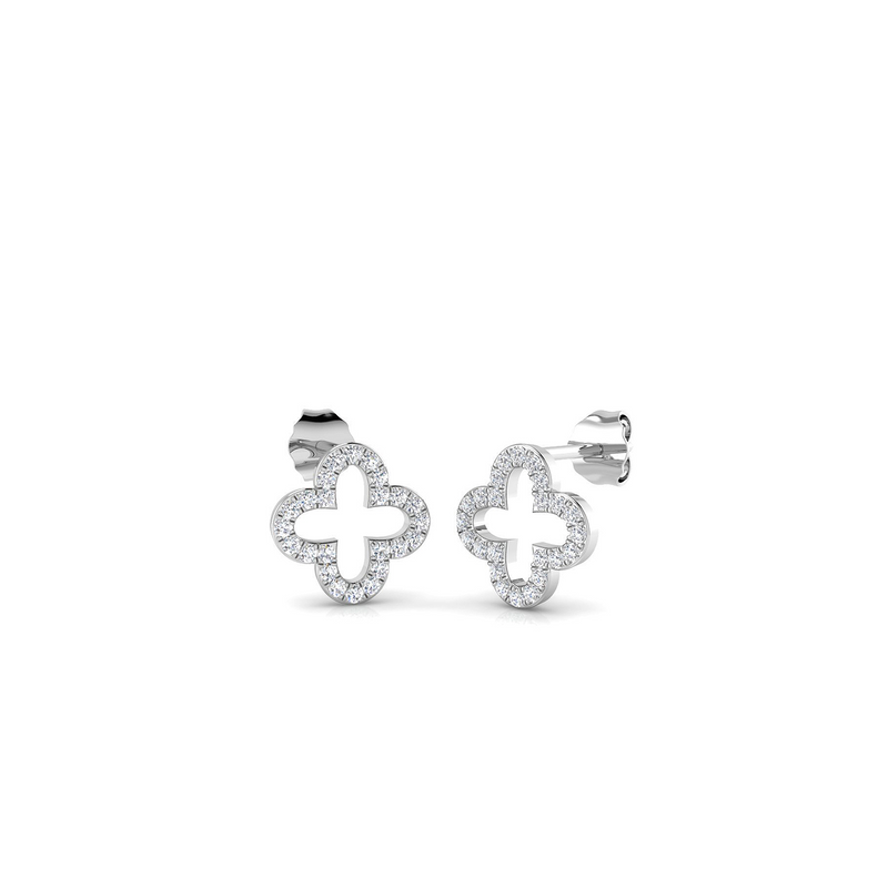 18K Clover Shape Diamond Stud