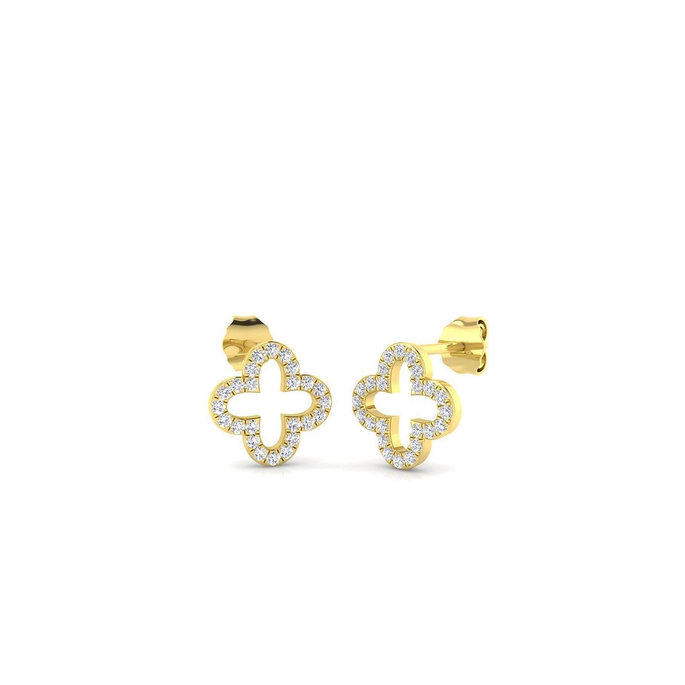 18K Clover Shape Diamond Stud