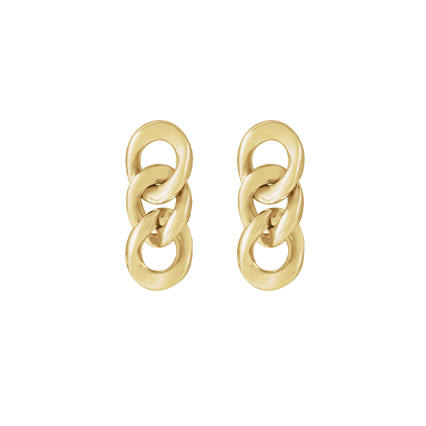 14K Curb Chain Link Earrings