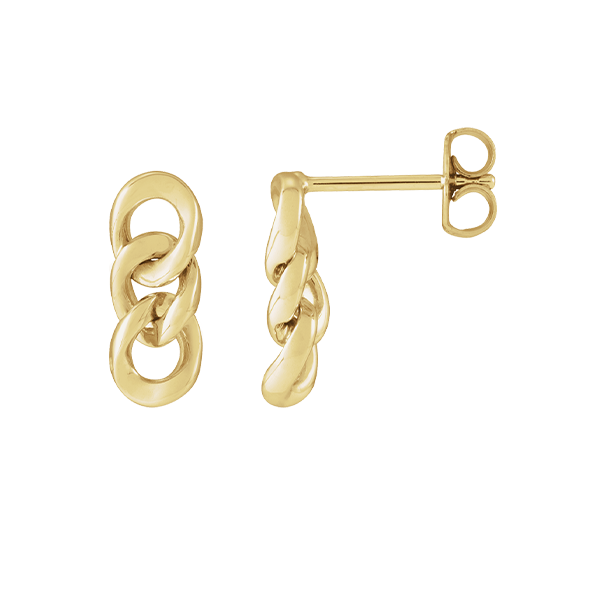 14K Curb Chain Link Earrings