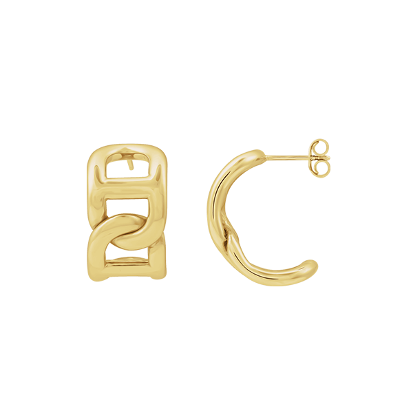 14K Anchor Chain 22mm Open Hoops Earrings