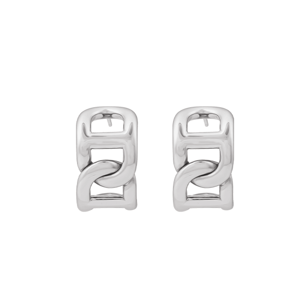 Silver Anchor Chain 22mm Open Hoops Earrings