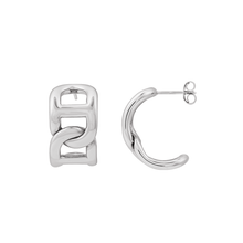 Silver Anchor Chain 22mm Open Hoops Earrings