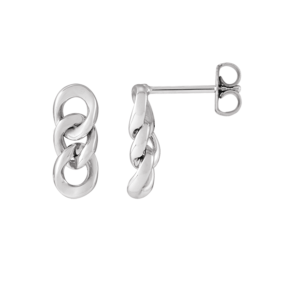Silver Curb Chain Link Earrings