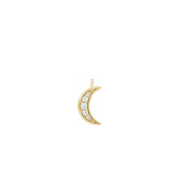 14K Diamond Moon Earring Dangle