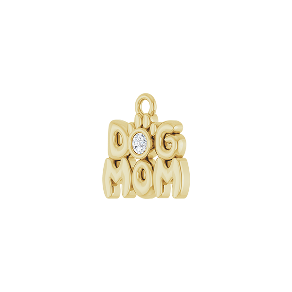 14K Natural Diamond Dog Mum Earring Dangle