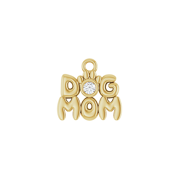 14K Natural Diamond Dog Mum Earring Dangle