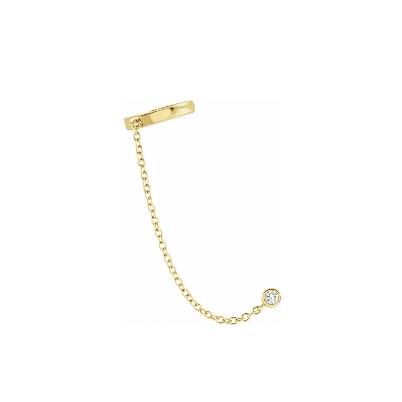 14K Gold and Natural Diamond Ear Cuff Chain