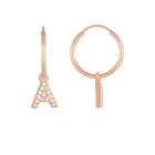 14K Natural Diamond Single Initial with Hoop Earring