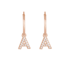 14K Natural Diamond Single Initial with Hoop Earring